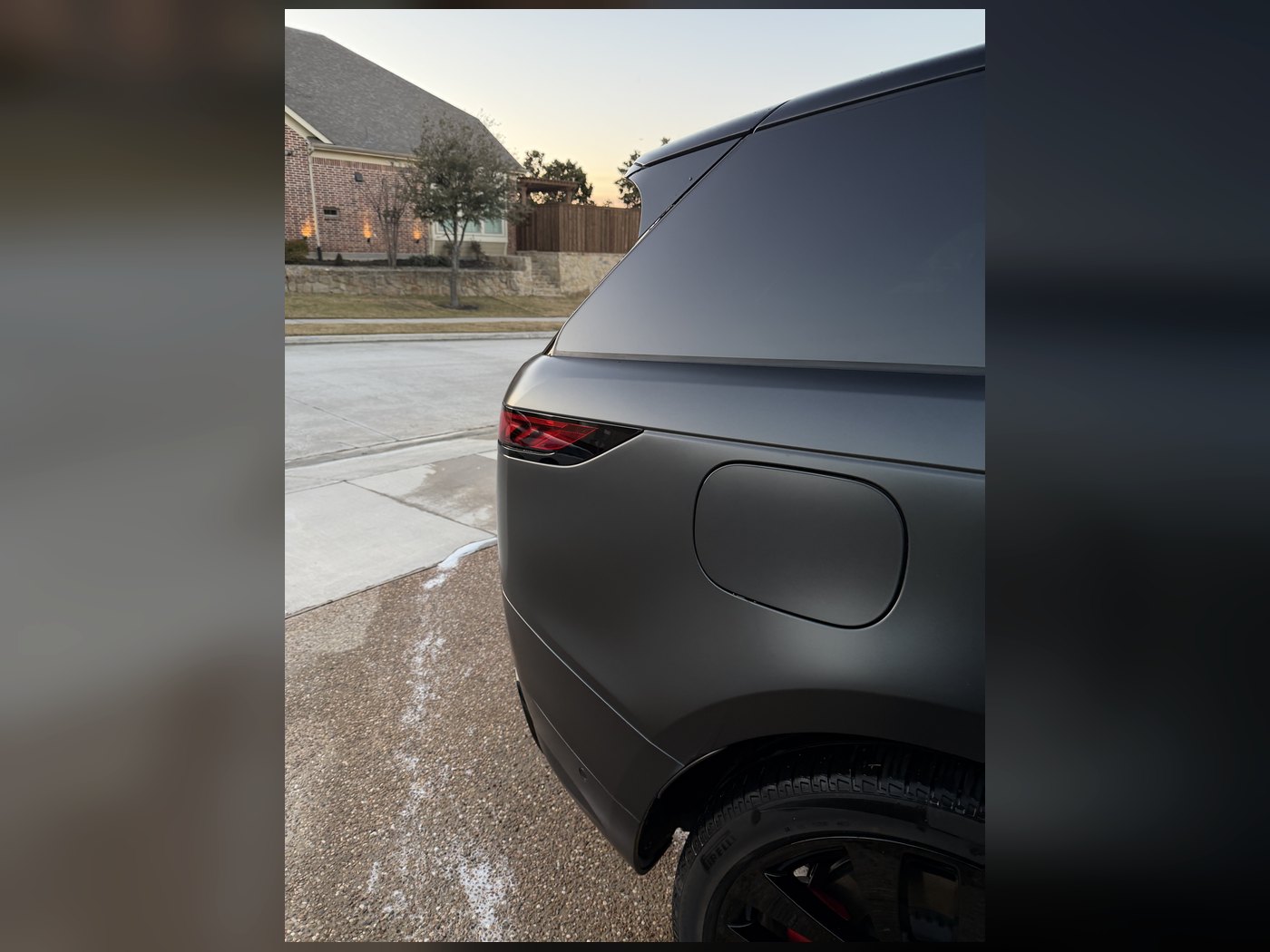 after exterior car detail DFW matte SUV rear panel