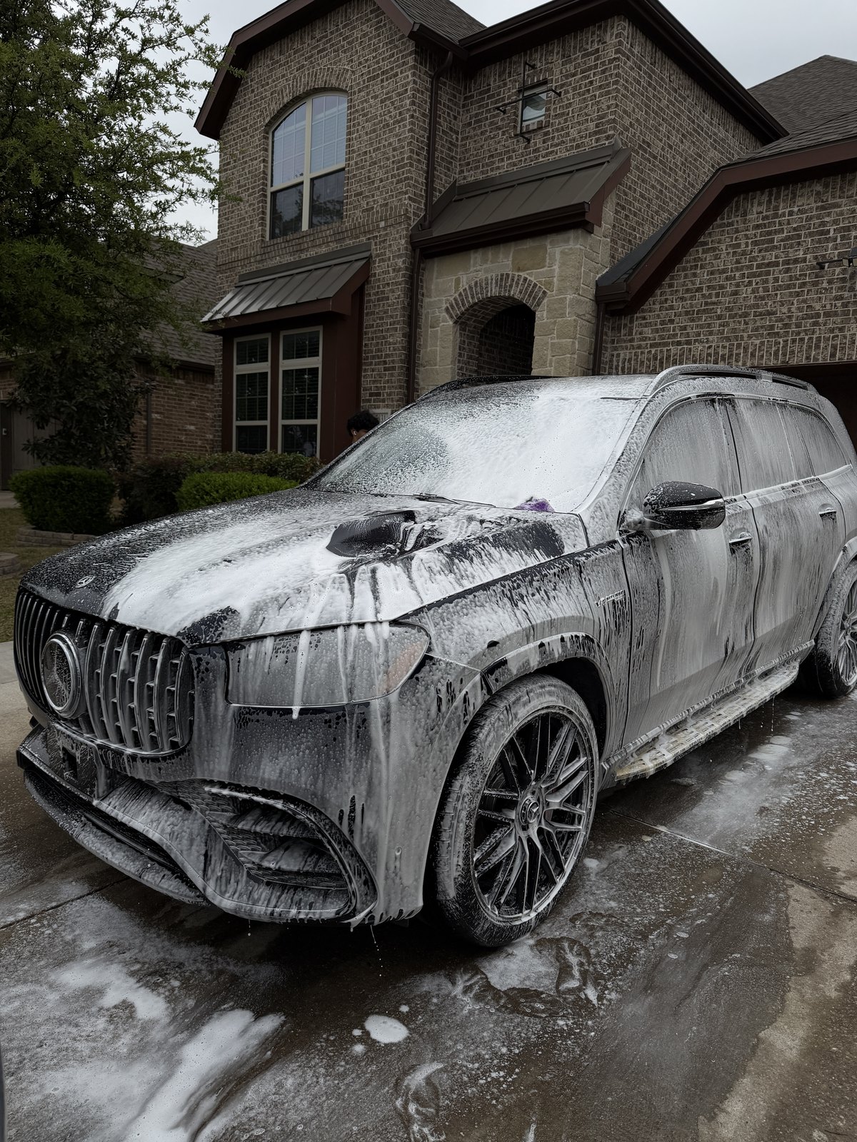 exterior car detail DFW foam wash on Mercedes SUV